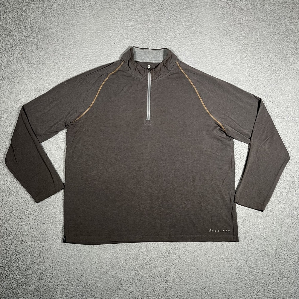 FreeFly Shirt Mens 3XL Gray 1/4 Zip Pullover Performance Bamboo Casual‎ Preppy